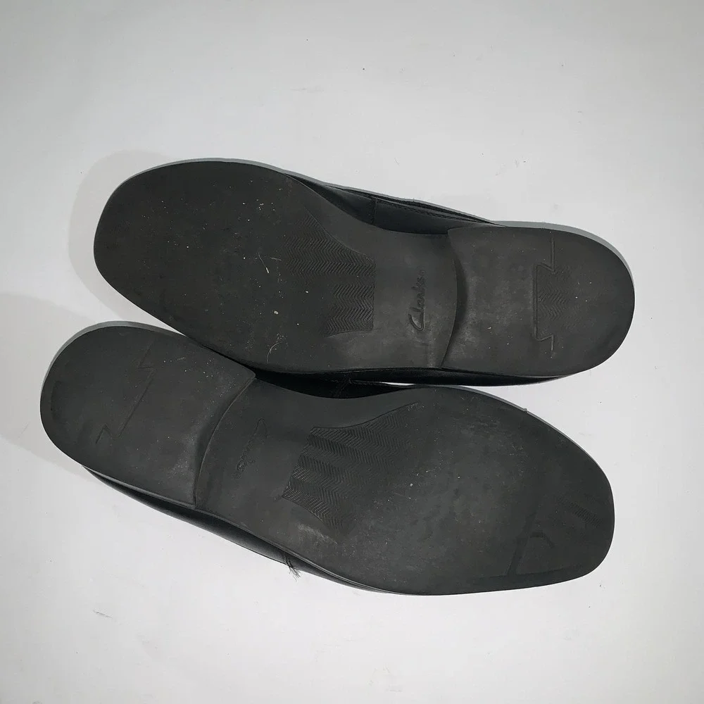 Clarks Shoes Mens Size 11 Black Leather Slip On Dress Oxford Loafers Comfort